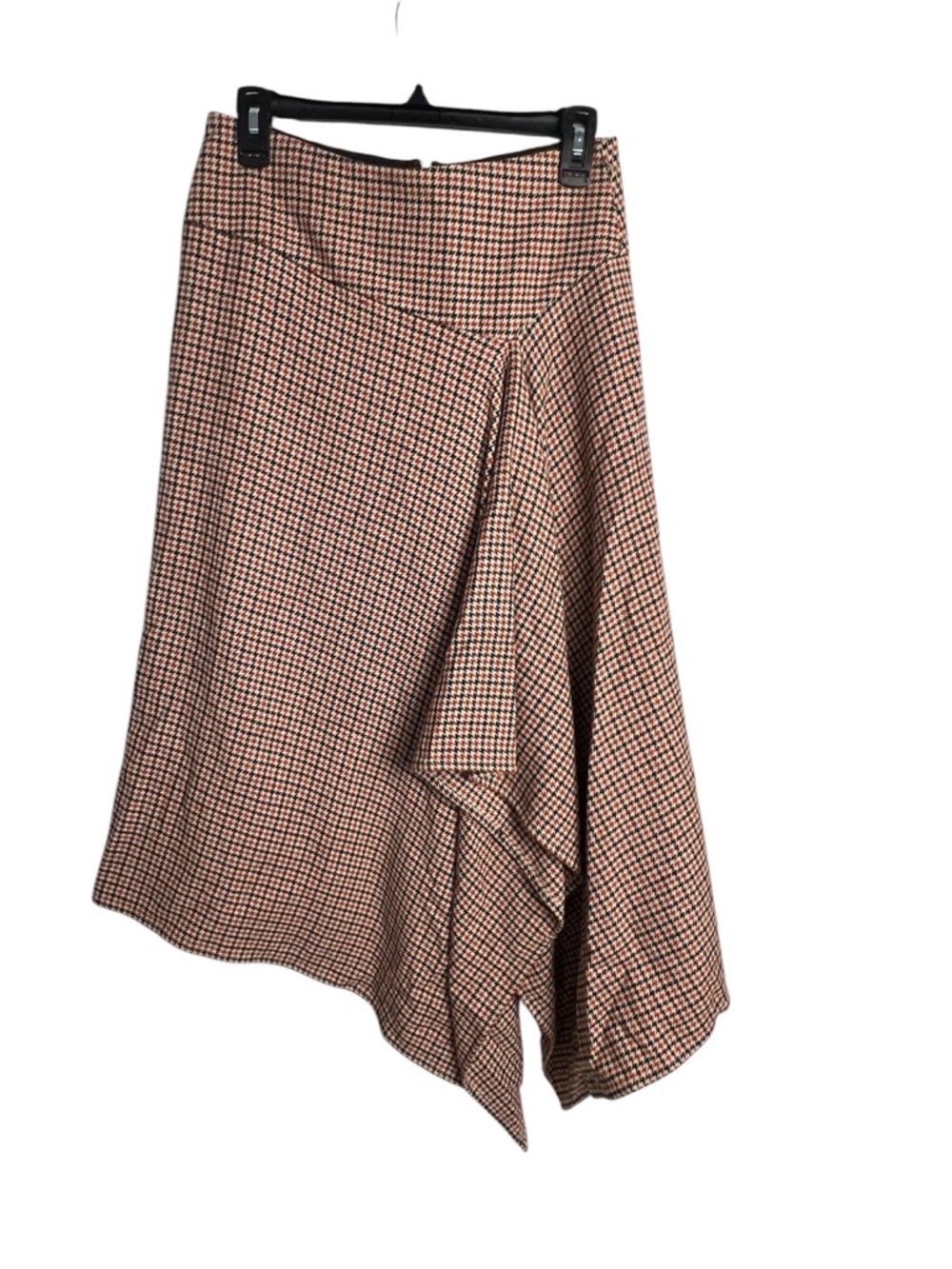Talbots Brown Houndstooth Asymmetrical Midi Skirt Size 2 - Picture 2 of 11
